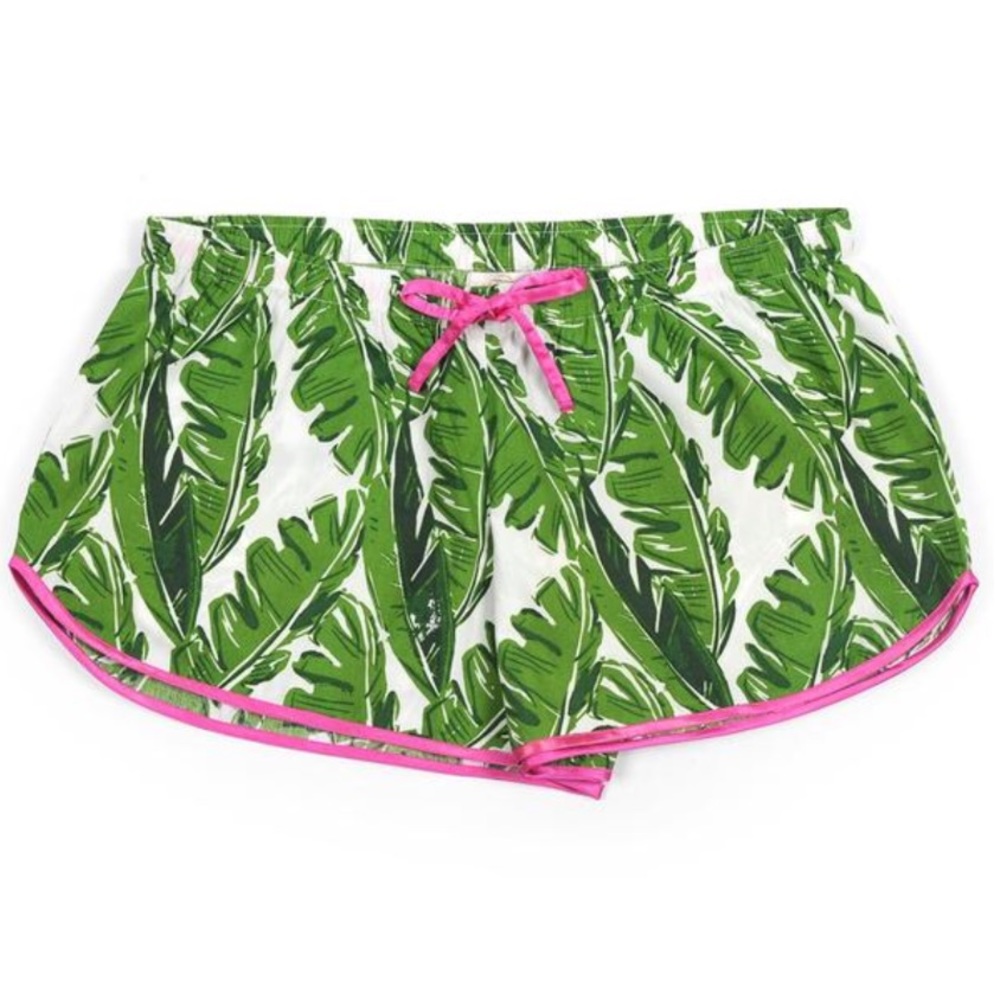 Jaye’s Studio NWT Banana Leaf Boxer PJ Shorts w/ Drawstring& Pink Trim |Size XXS